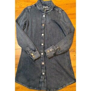 PBJ BLUES Sweater Jacket Size SMALL S Indigo Blue Knit Button Denim Accents EUC